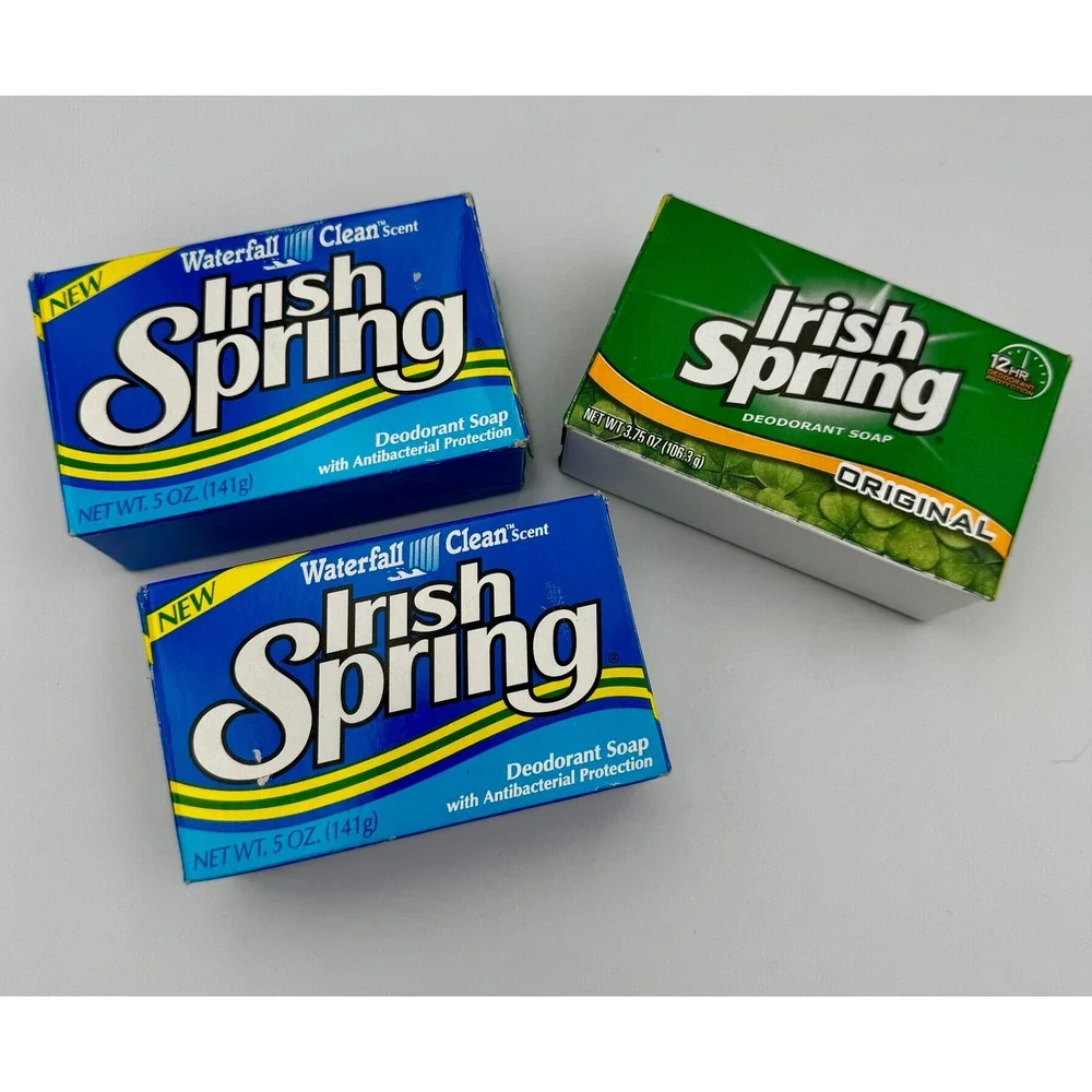 Vintage Irish Spring Bar Soap Lot 3 NOS Original Waterfall Clean Antibacterial